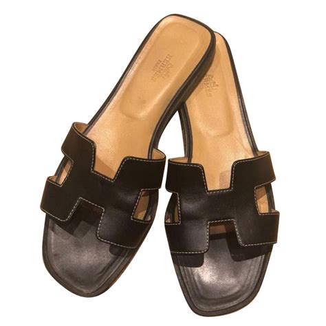 hermes h sandals black